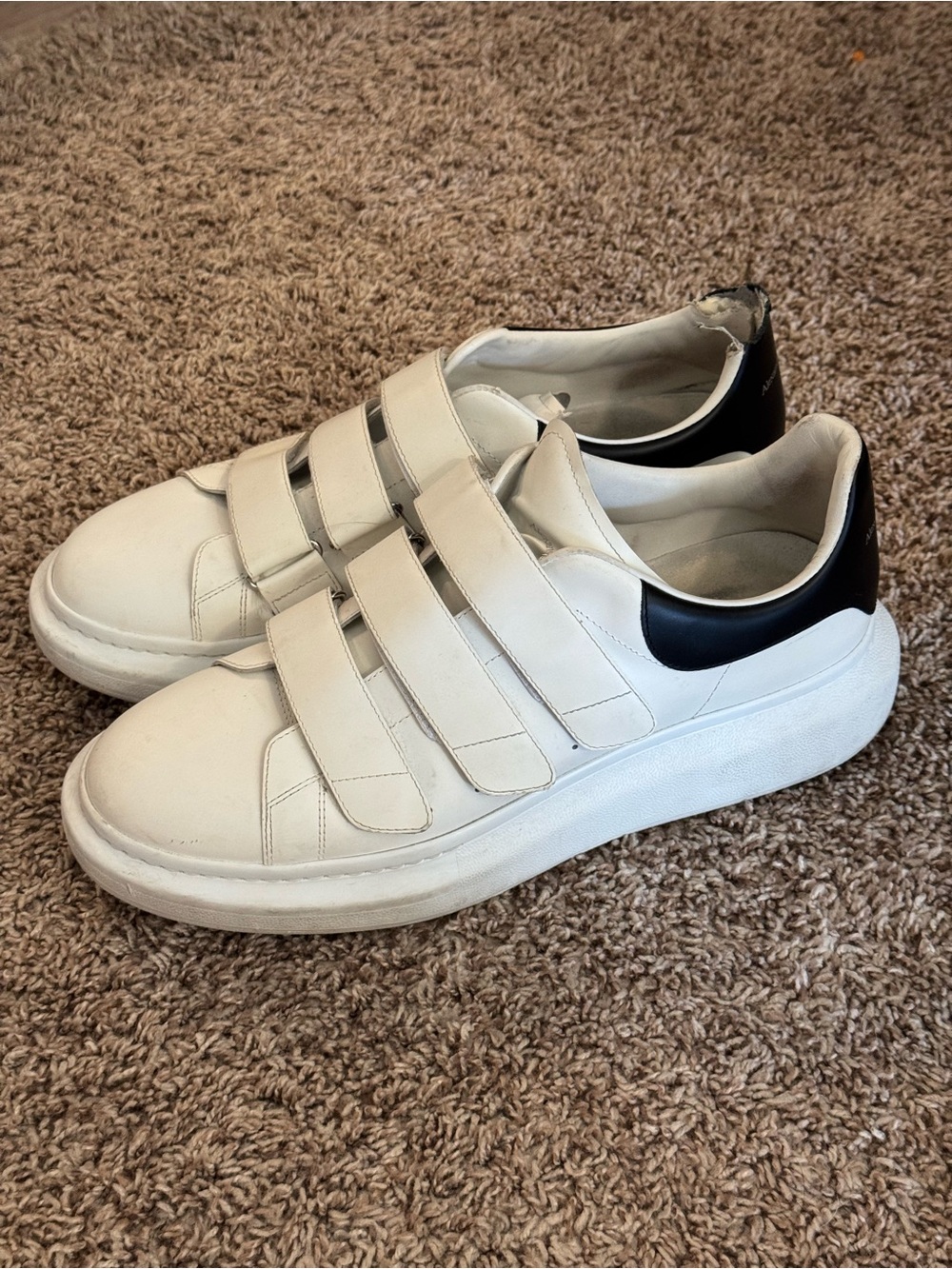 Alexander McQueen White Oversized Triple Strap Velcro Sneakers